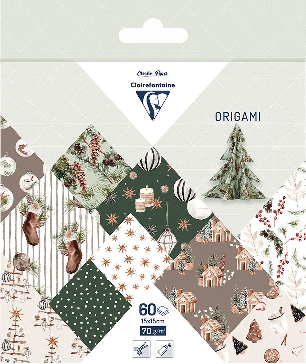 CLAIREFONTAINE Kraftpapier Cozy Xmas, 15 x 15 cm
