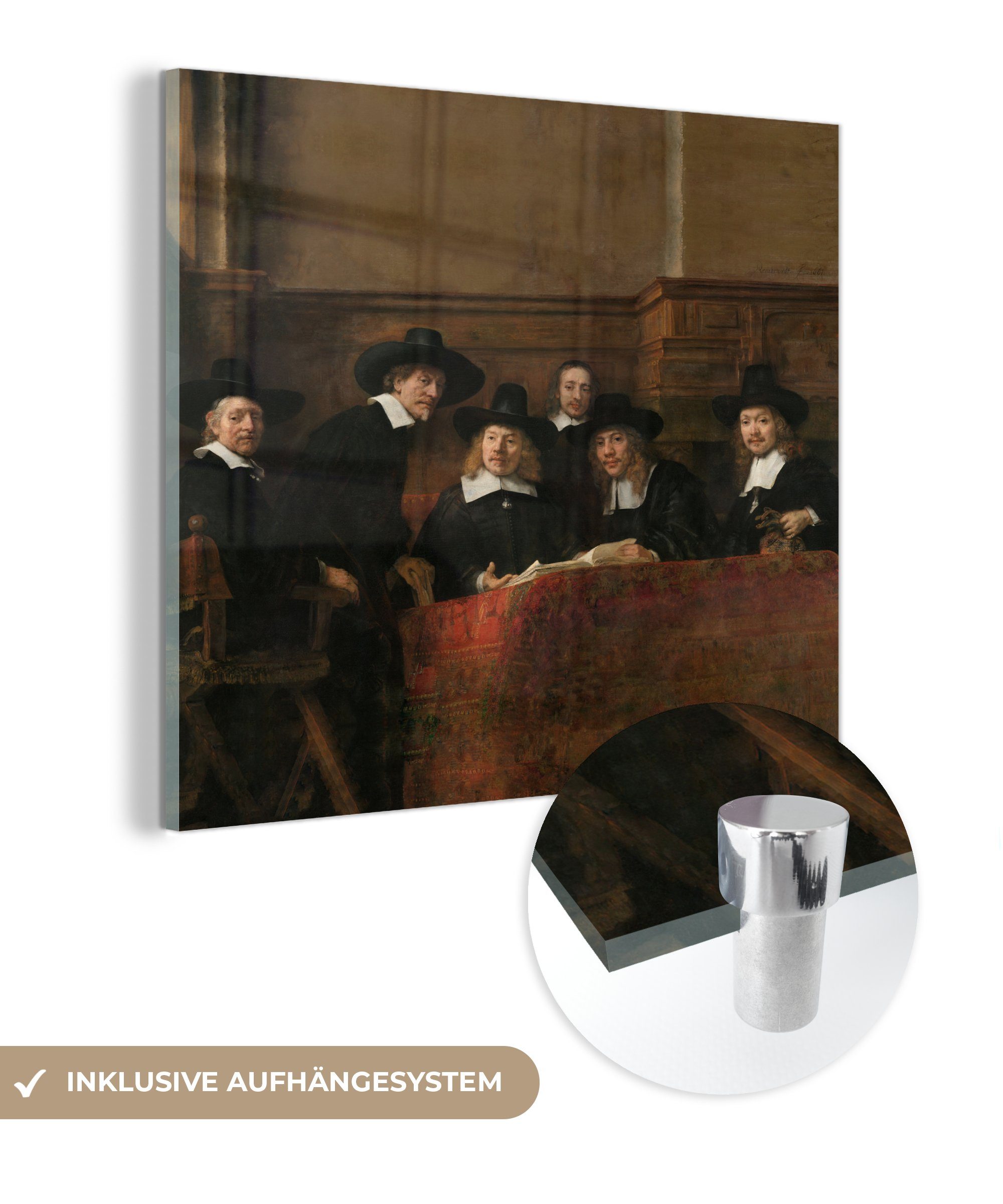 - Wandbild van Acrylglasbild auf von Stahlmeister Glas Rembrandt (1 Foto St), Die - Wanddekoration Gemälde MuchoWow - auf Glas bunt Glasbilder Bilder Rijn, -