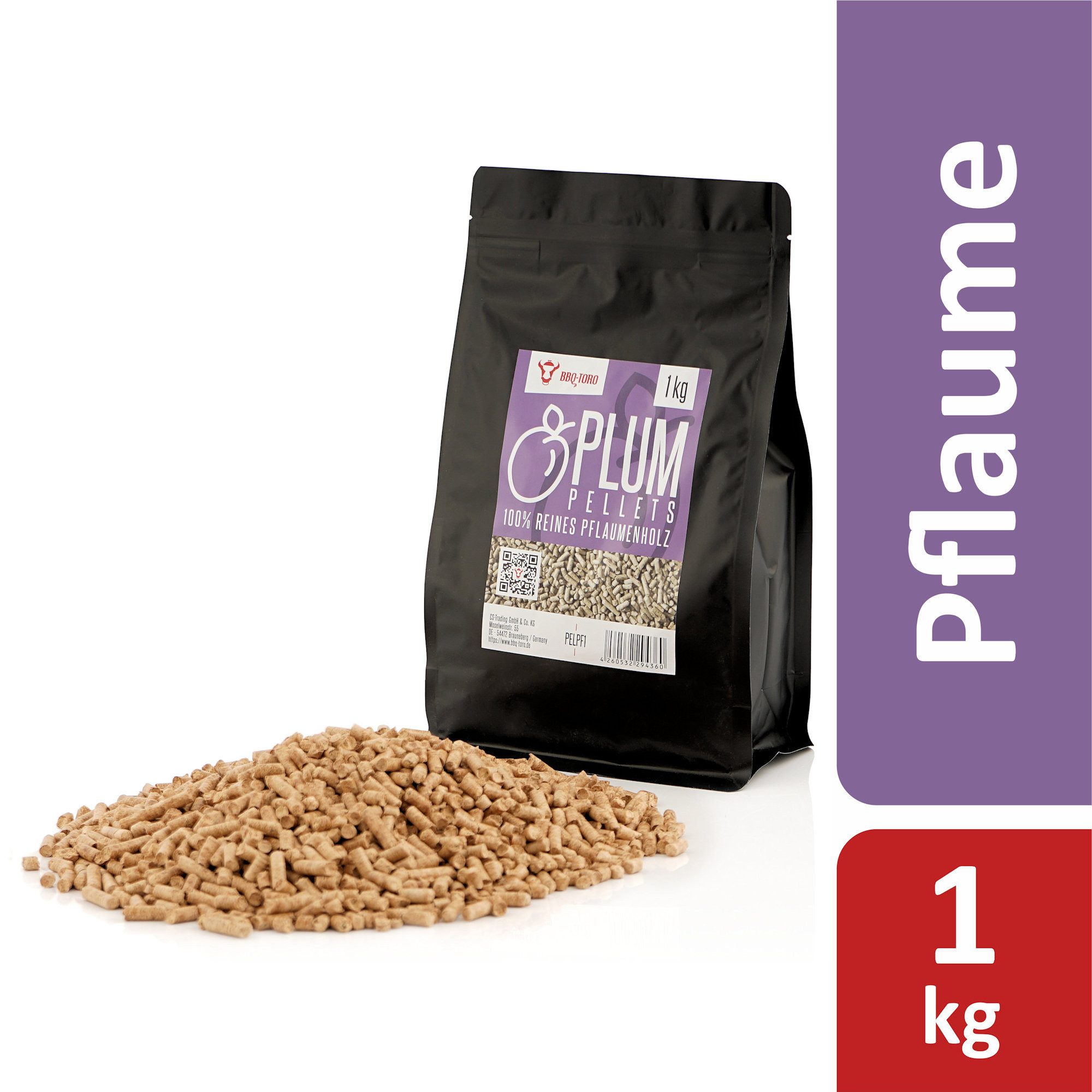 BBQ-Toro Holzpellets Plum Pellets aus 100% Pflaumenholz, 1 kg, Holzpellets, Hartholz, 1.00 kg