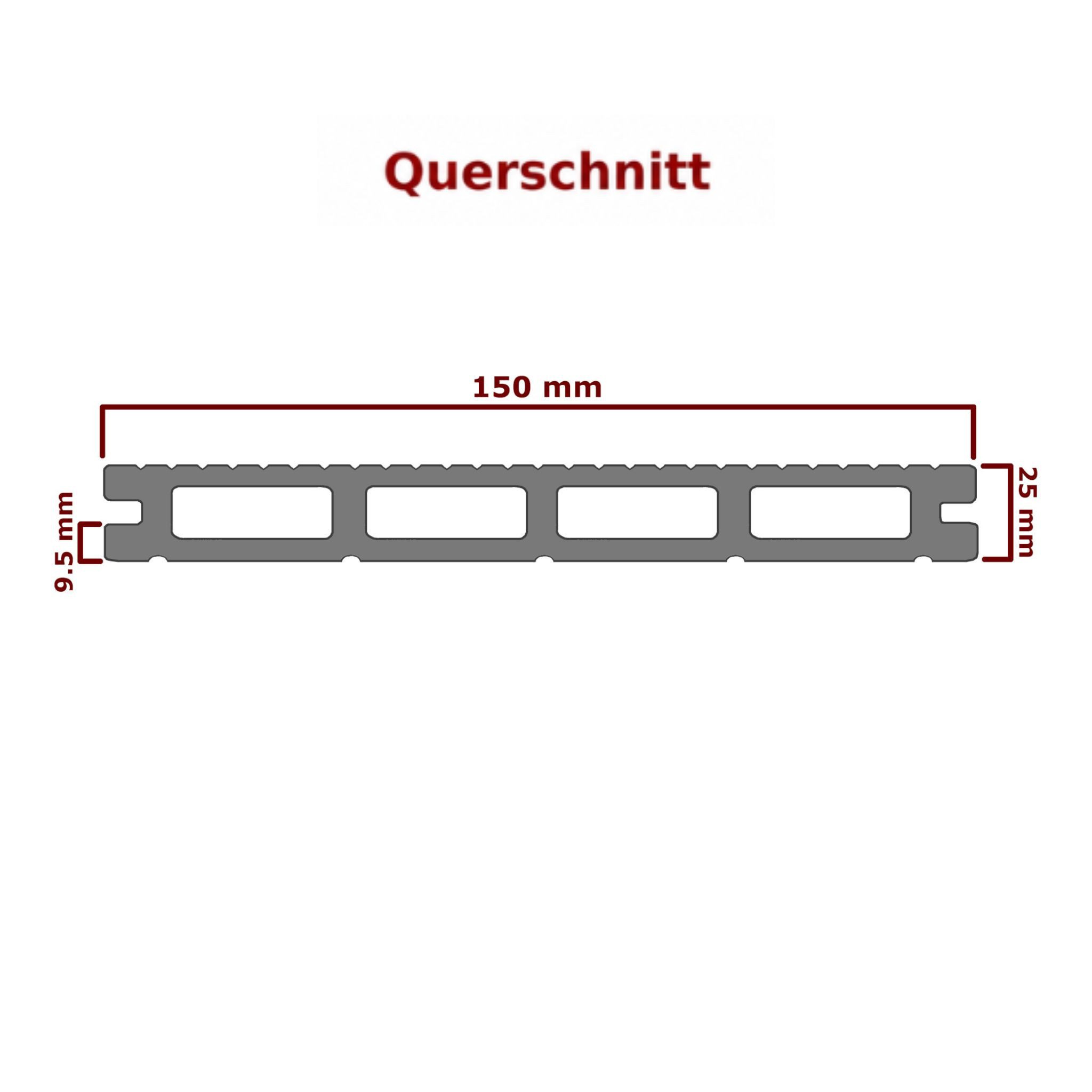 WPC Profi Terrassendielen WPC Terrassendiele Hohlkammer MUSTER 15 cm steingrau, (Hohlkammerdiele, Musterstück 15 cm)
