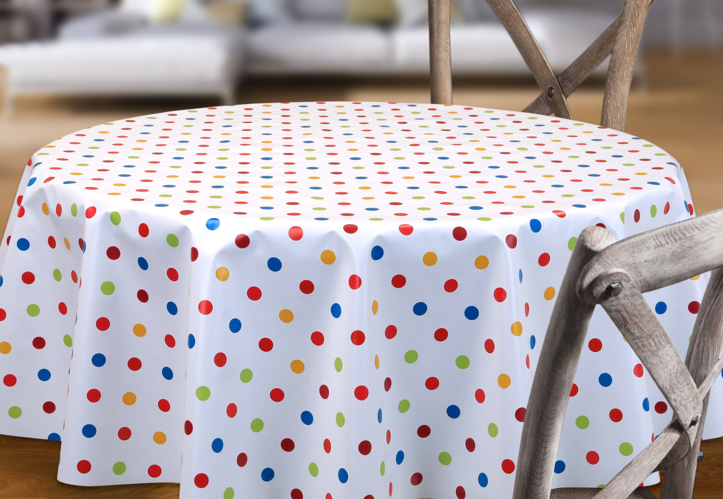 Beautex Tischdecke Wachstuchtischdecke glatt Weiß, Punkte günstig online kaufen