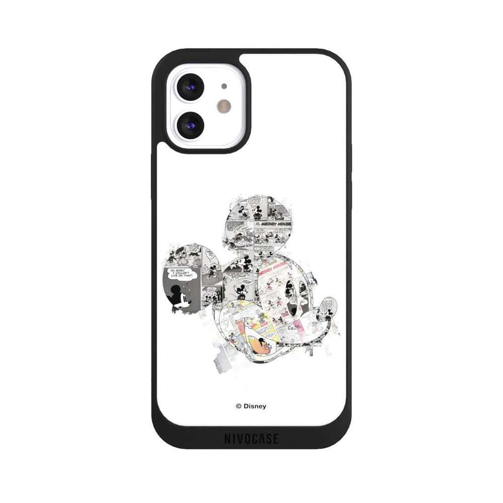 NIVOCASE Handyhülle Mickey Mouse Offizielles Lizenzprodukt Disney Mickey Mouse - Collage, Apple iPhone 12 Handyhülle Hülle NIVOpure Case Schwarz