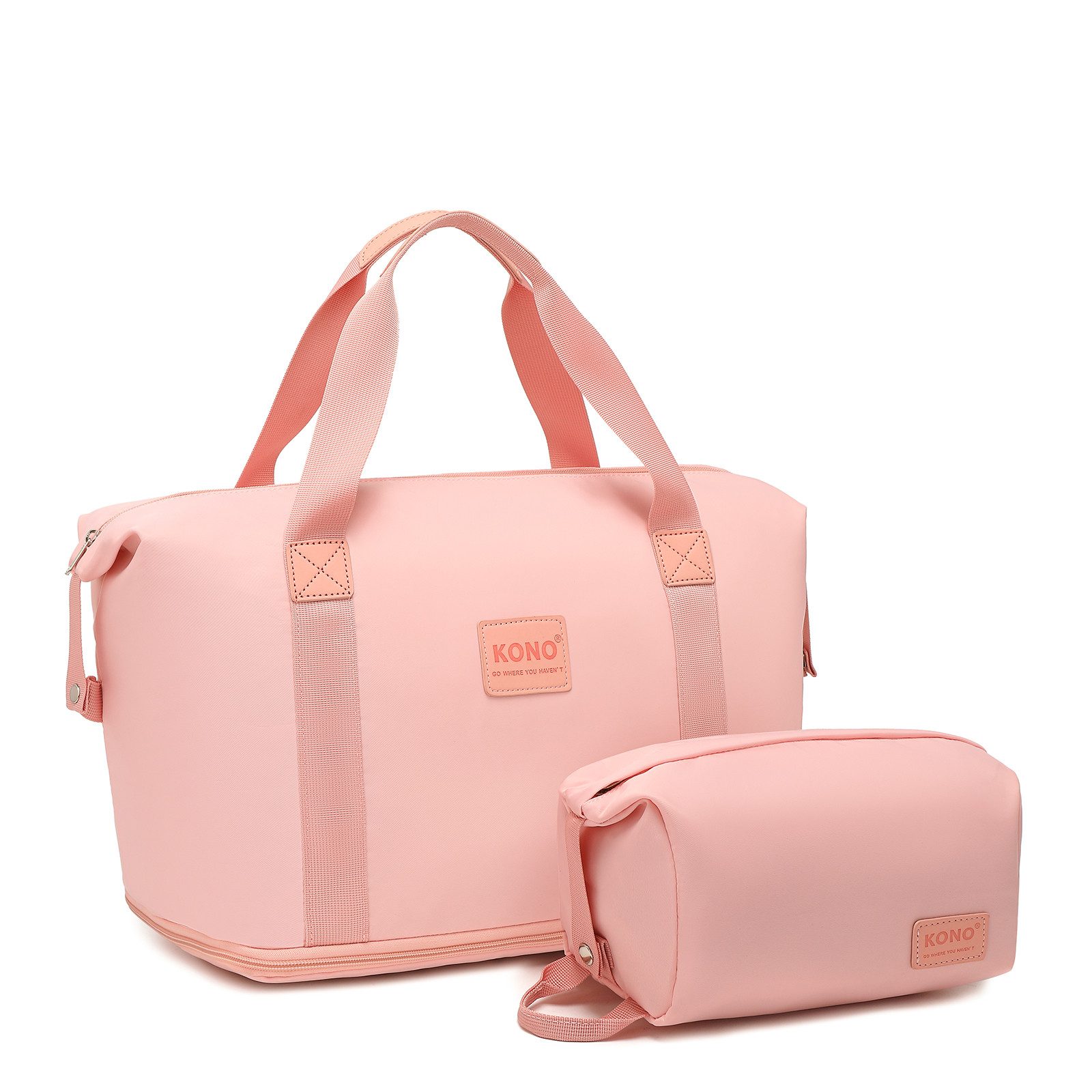 KONO Reisetasche 2-in-1 Set: Erweiterbare Handgepäck-Tasche (36L) + Kosmetiktasche, Praktisches und leichtes Design