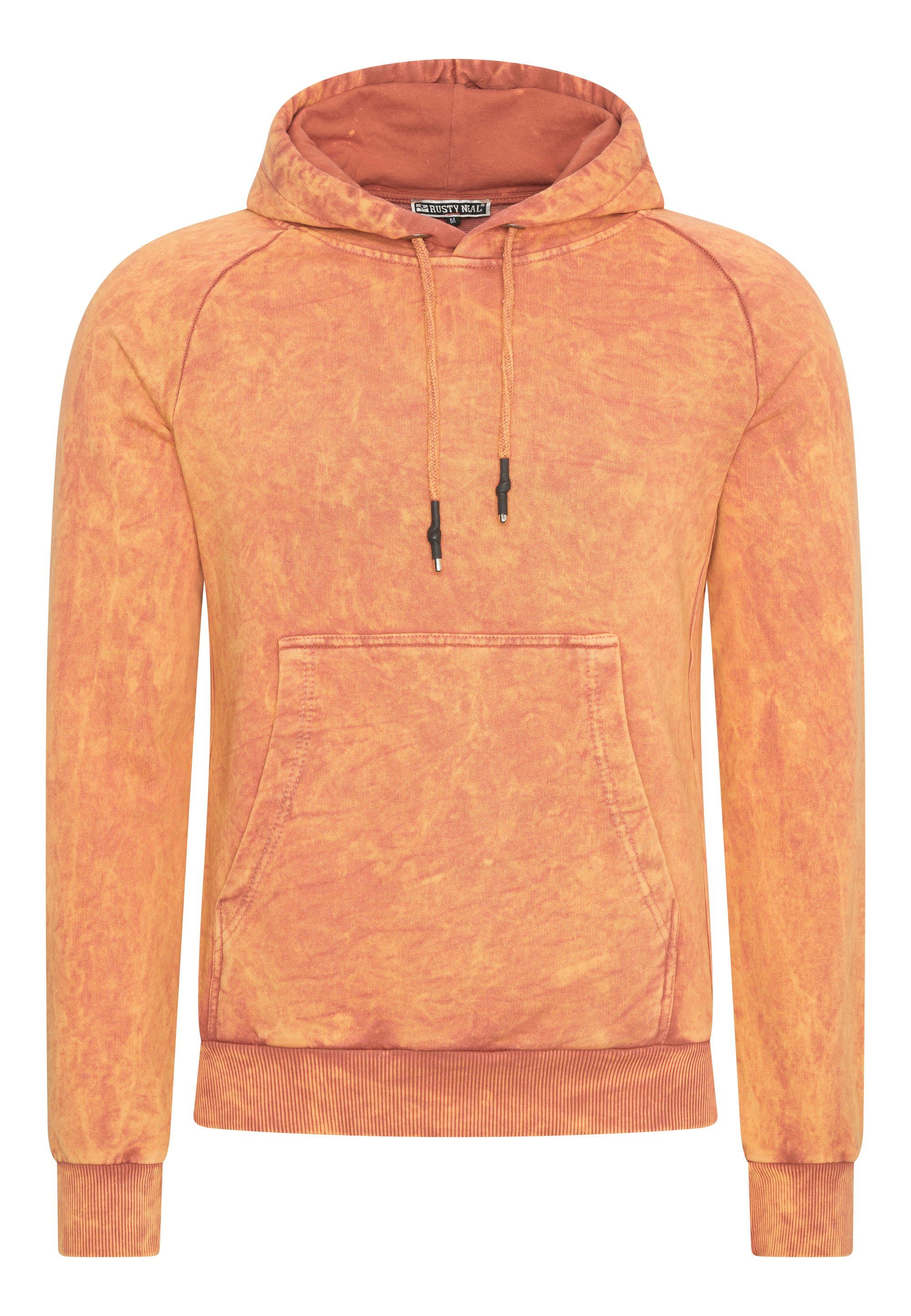 Rusty Neal Kapuzensweatshirt in verwaschenem Design orange