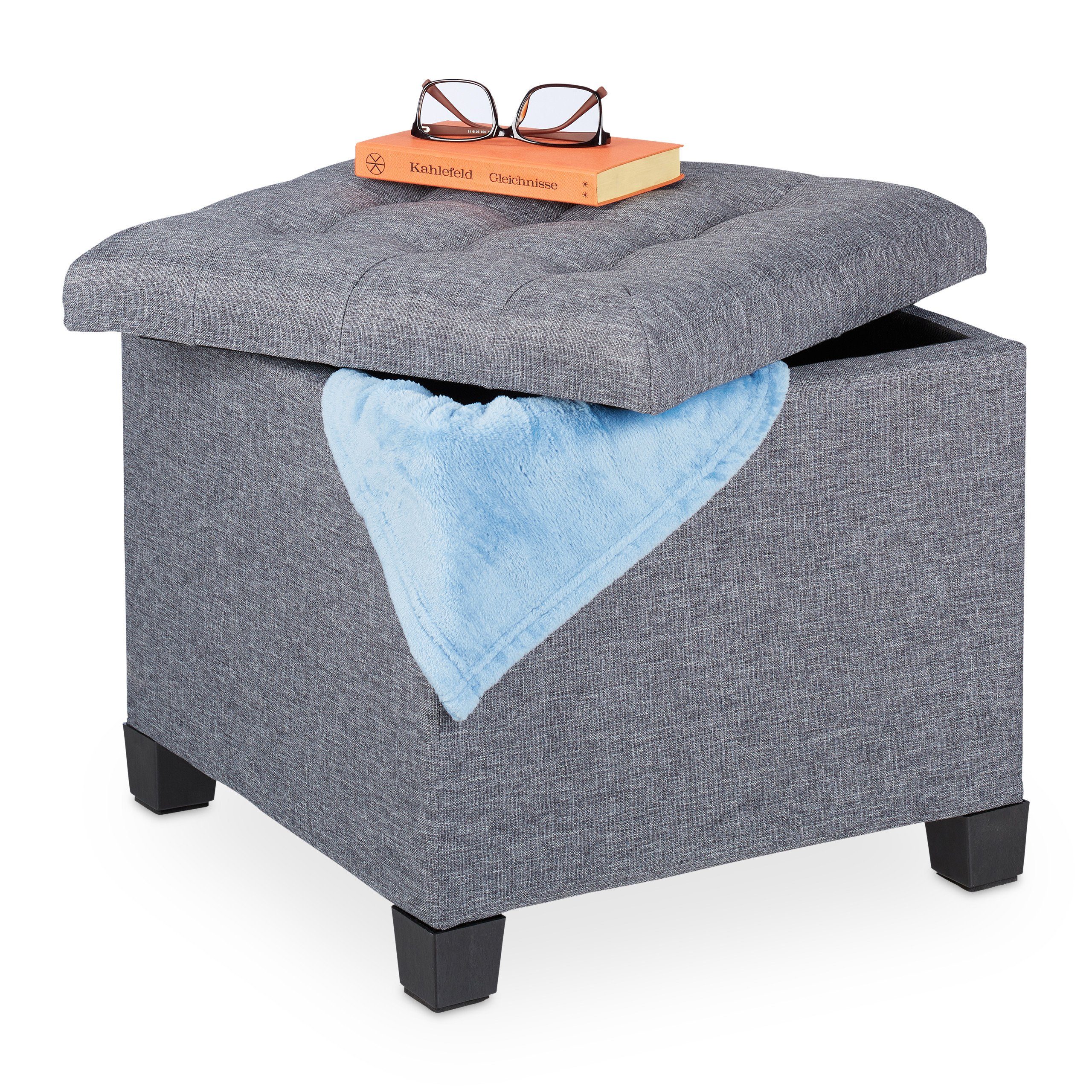 relaxdays Sitzhocker Gepolsterter Sitzhocker in Grau günstig online kaufen