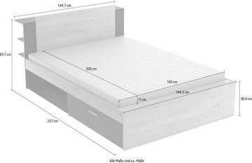 Demeyere GROUP Bettgestell Jugendbett, Maße 140x200cm, mit Schublade und Stauraum, Zeitloser Stil, leicht kombinierbar