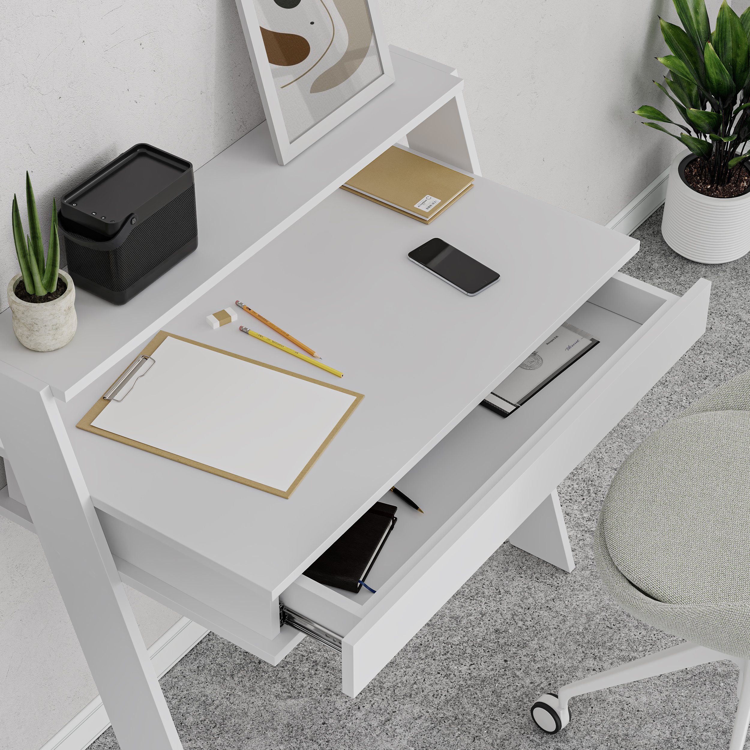 Decortie Arbeitstisch Cowork (1 tisch), Modern Schreibtisc,hWandmontiert Mit Schublade,50 x 94 x 91 cm