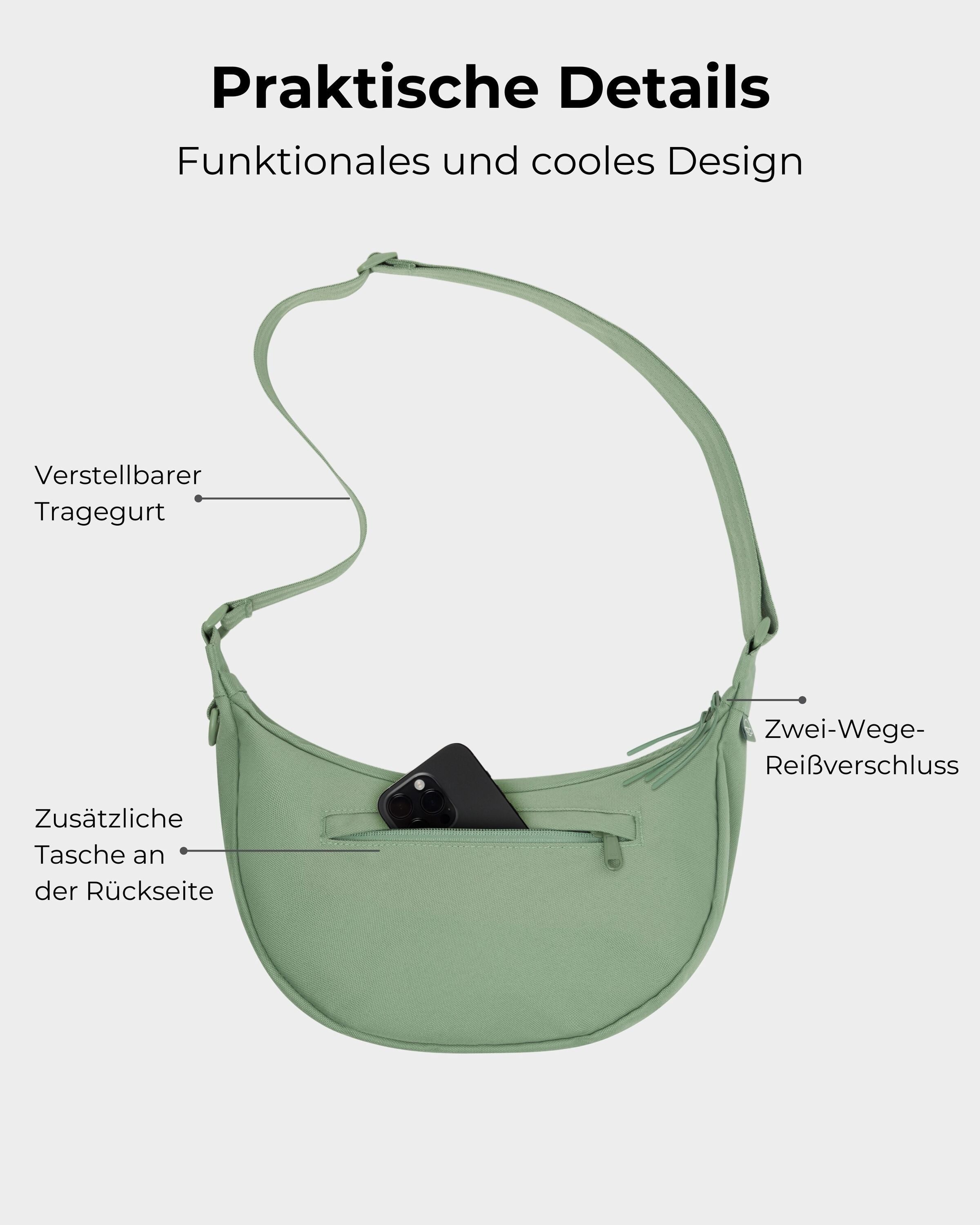 Johnny Urban Umhängetasche Ally Medium Half Moon Bag, Stylische Crossbody Bag in Halbmond Form, Wasserabweisend