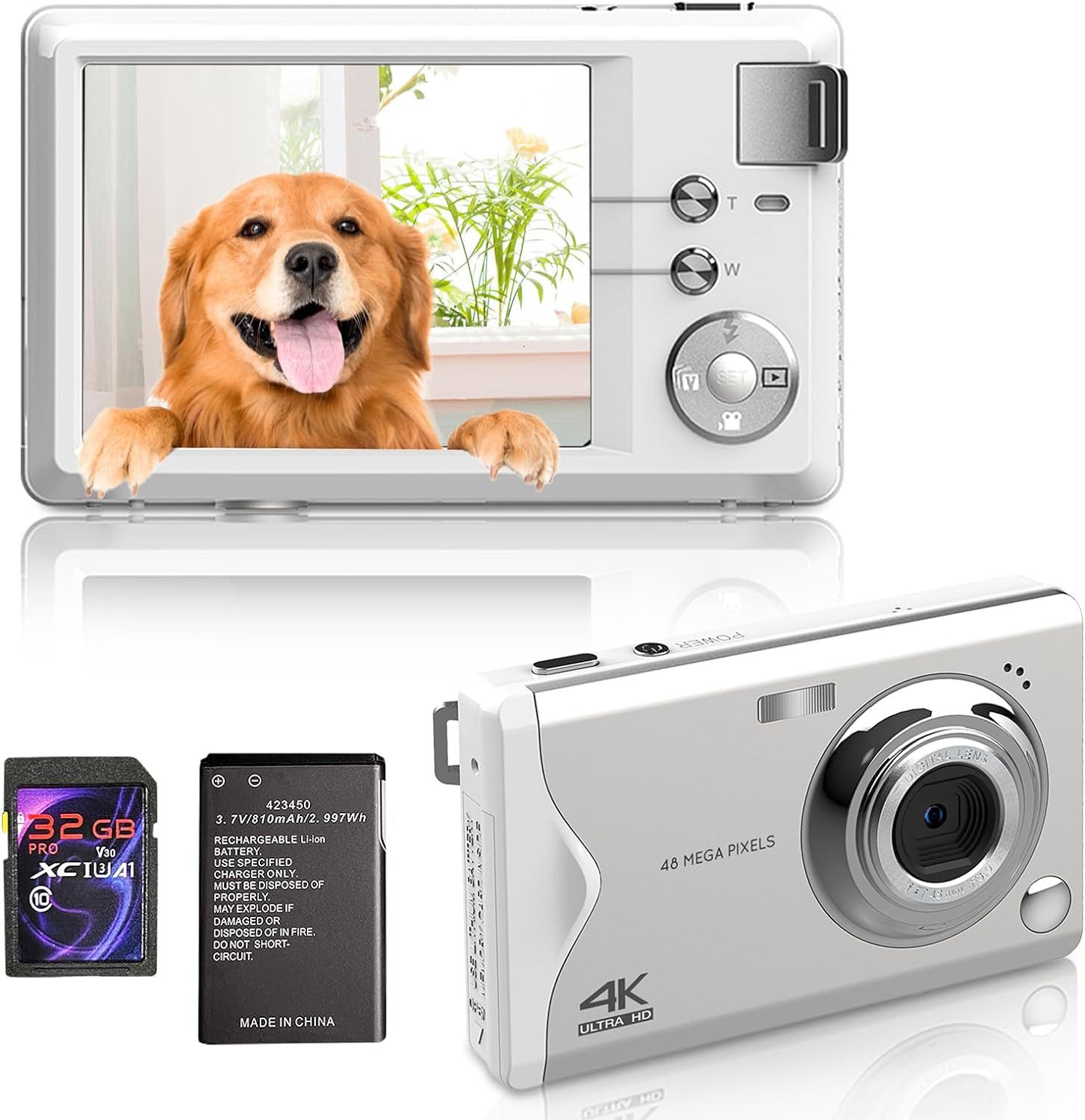 Fine Life Pro Kompaktkamera (48 MP, 16x Digitalzoom, Elektronischer Bildstabilisator, 4K HD 1080P Fotokam)