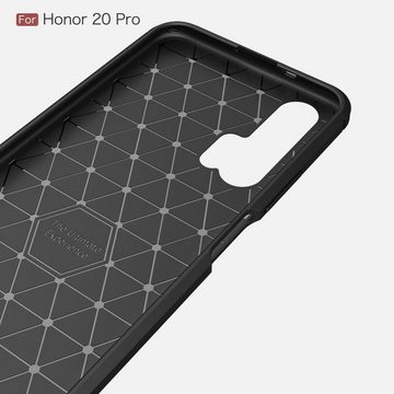 CoverKingz Handyhülle Honor 20 Pro Handyhülle Schutz Tasche Silikon Case Cover Carbon Farben, Carbon Look Brushed Design