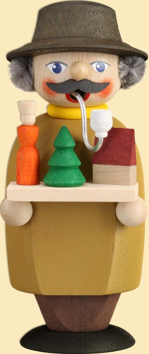 Spielzeughändler und Spielzeug Seiffener Pfeife NEU, mit 14x6x7cm Volkskunst bunt HxBxT = Räuchermännchen Räuchermann