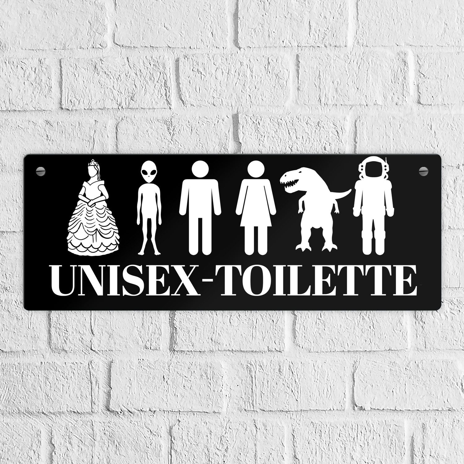 speecheese Metallschild Unisex-Toilette Metallschild in schwarz günstig online kaufen
