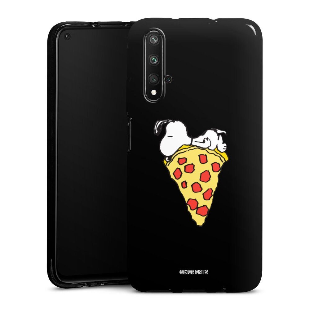 DeinDesign Handyhülle Peanuts Pizza Snoopy Snoopy Pizza Transparent, Huawei Nova 5T Silikon Hülle Bumper Case Handy Schutzhülle