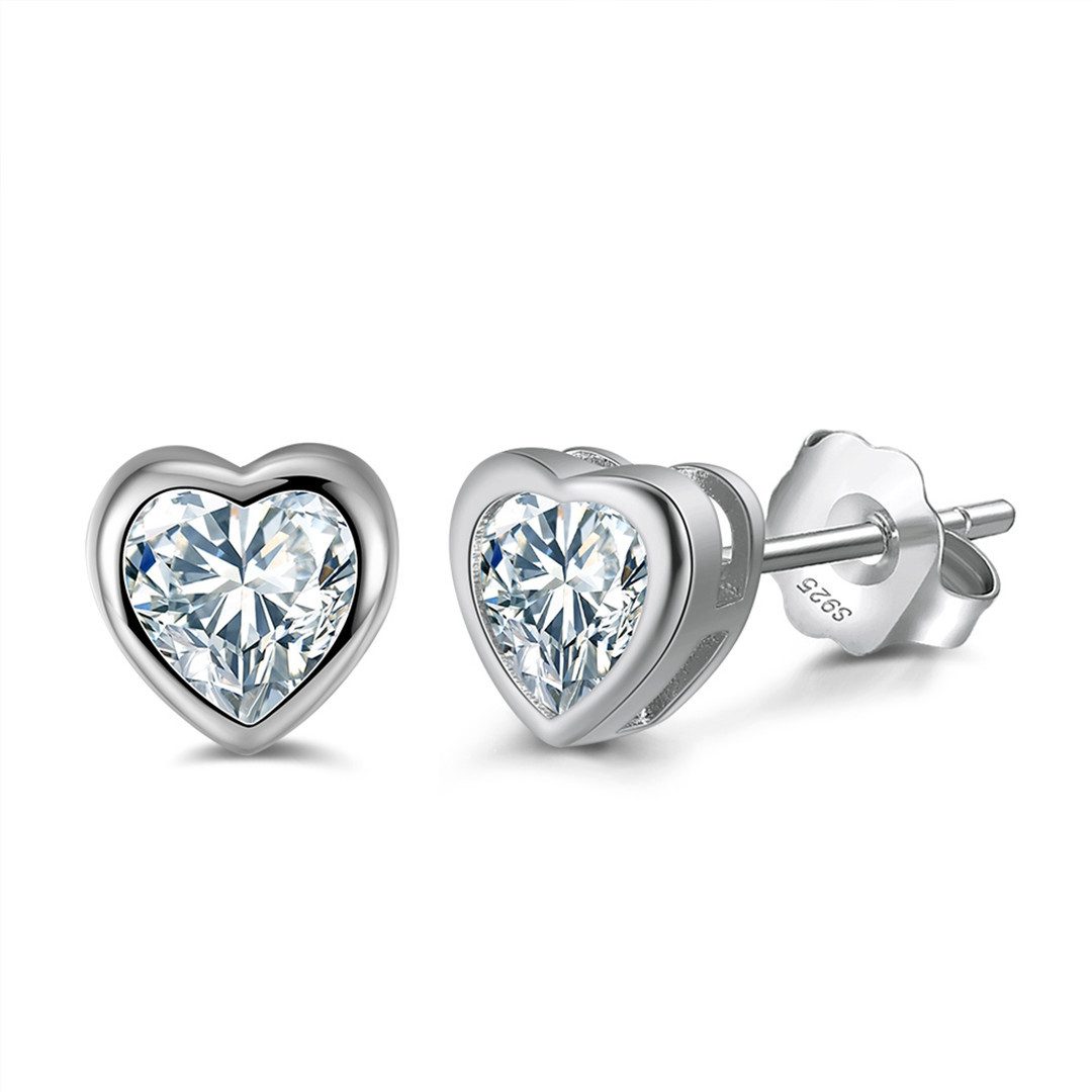 Suzan Gold Paar Ohrstecker Liora – Herz Ohrstecker aus 925 Silber mit Zirko günstig online kaufen