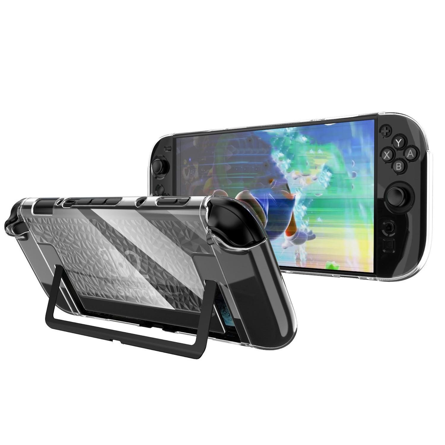 Wigento Handyhülle Für Nintendo Switch 2 TPU PC Split Shockproof Schutz Hülle Transparent, Split-Case mit Diamantmuster und Joy-Con Abnahmefunktion