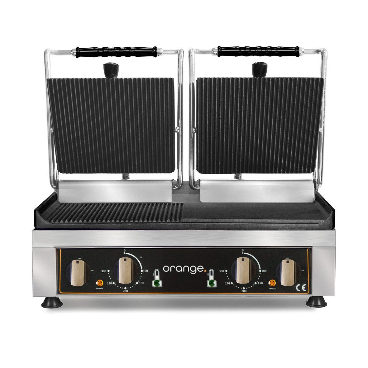 Orange Kontaktgrill Doppel-Kontaktgrill oben gerillt unten glatt / gerillt, 3 W