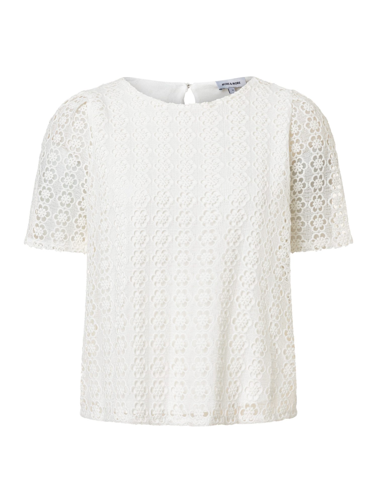 MORE&MORE Kurzarmbluse romantische 1/2 Arm Spitzenbluse
