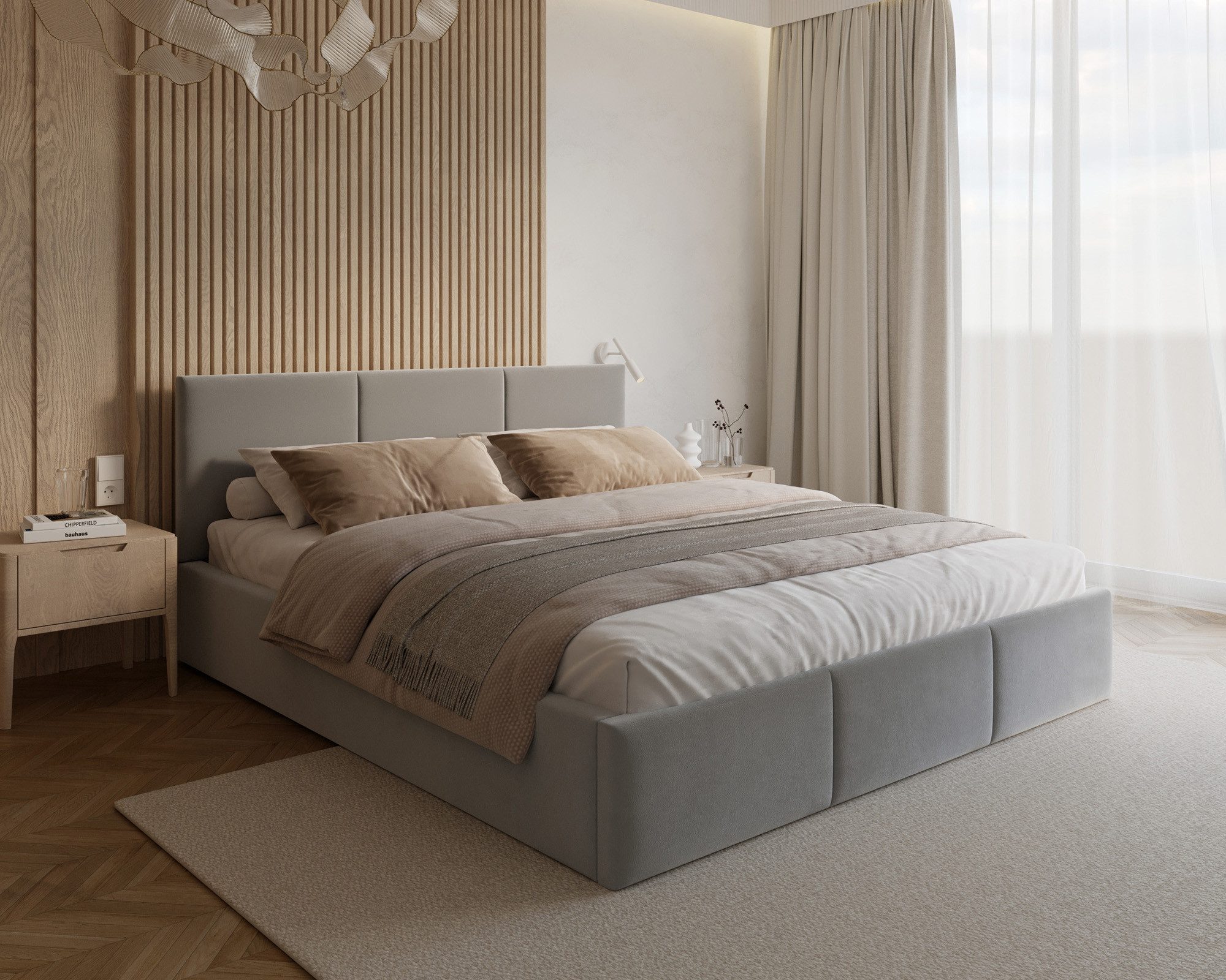 thematys Polsterbett mit Bettkasten & Lattenrost – Stauraumbett Velours 120x200–180x200 (Optional mit 28 cm H3/H4 Taschenfederkern oder 23 cm Taschenfederkern-Matratze H2)