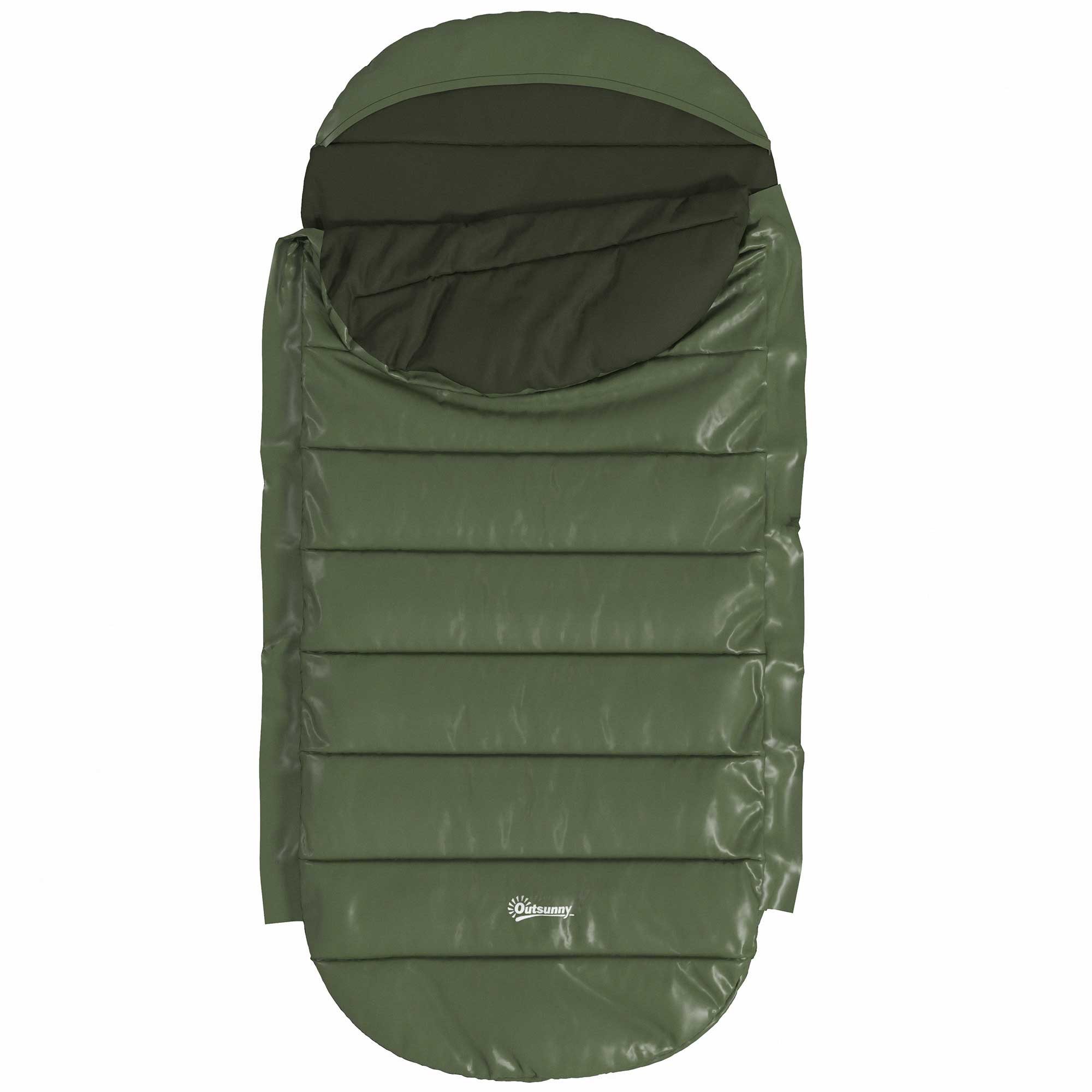 Outsunny Schlafsack wasserdicht, leicht, gefüttert, Isolierung bis -20° C (Winterschlafsack, 1 tlg., Deckenschlafsack), für Campingplatz, Dunkelgrün