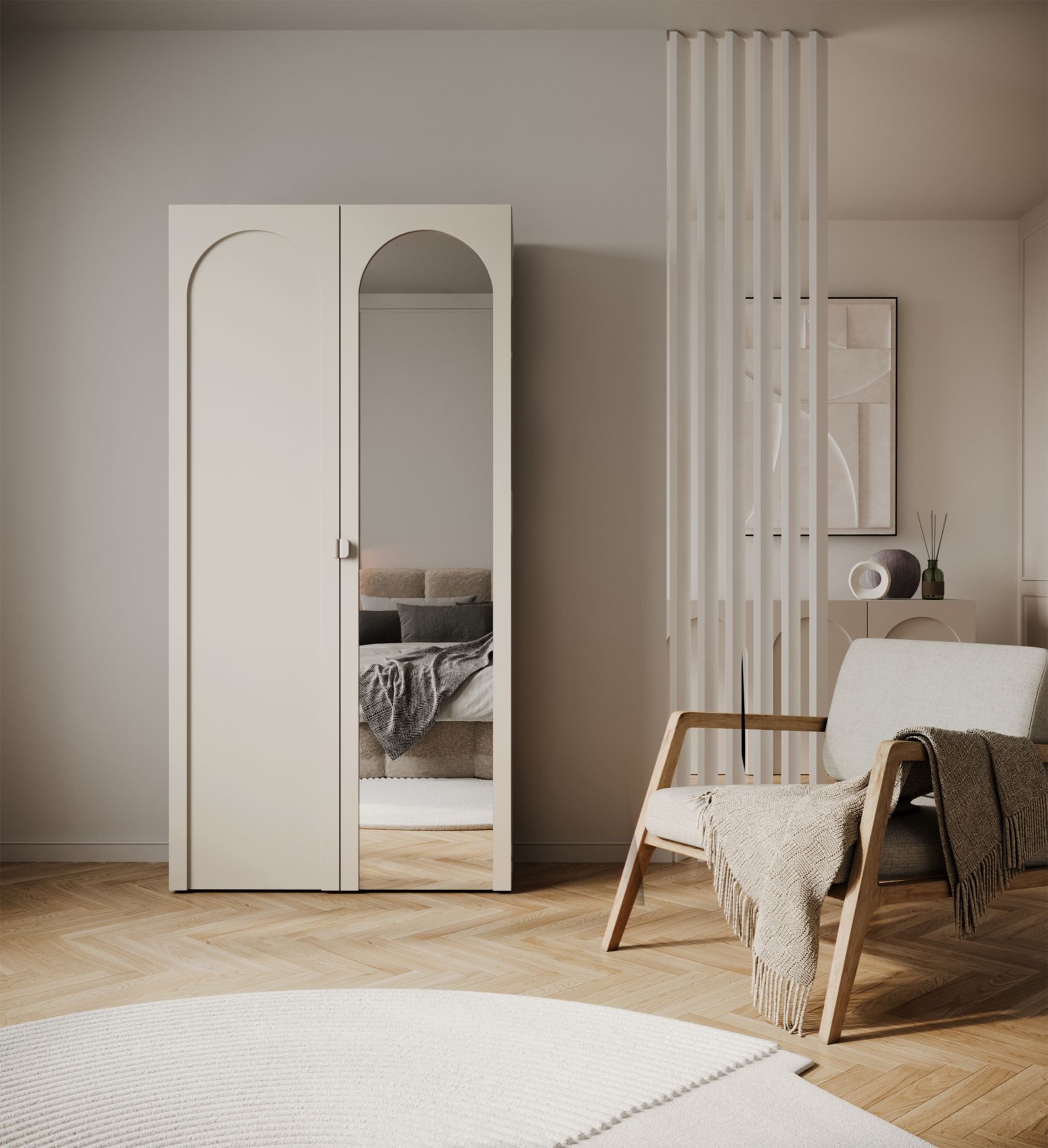 Selsey Kleiderschrank ARKADIA Schrank in Kaschmirgrau matt, mit/ohne Spiegel, 100 oder 150 cm