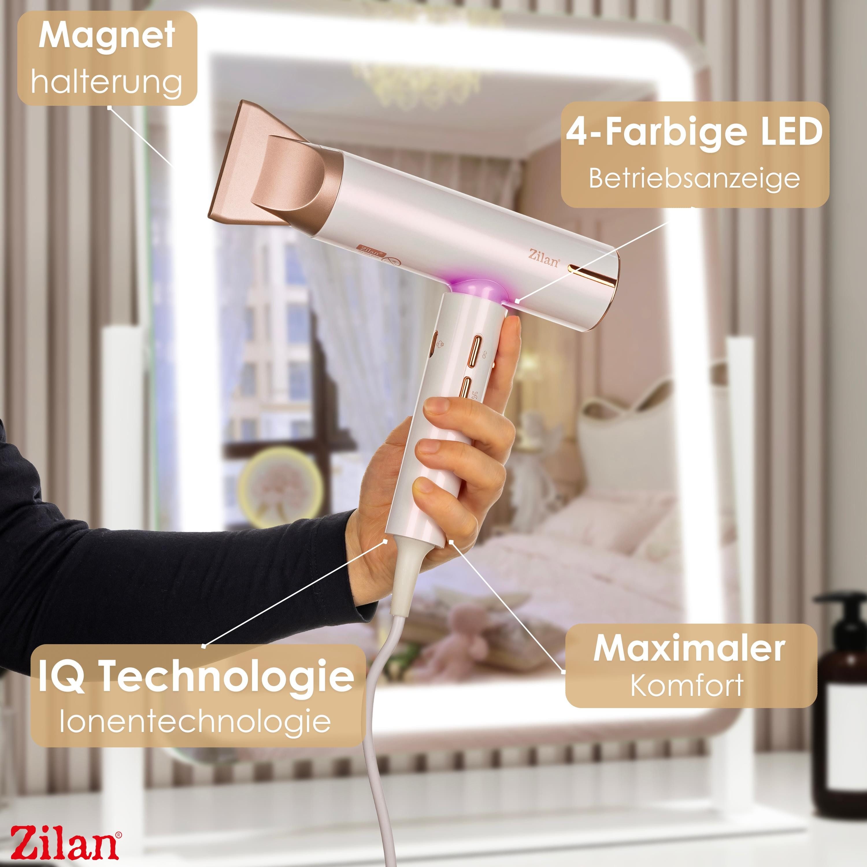 Zilan Reisehaartrockner ZLN-9181, 1800 W, Personal Care, 110,000 U/min, IQ Technologie