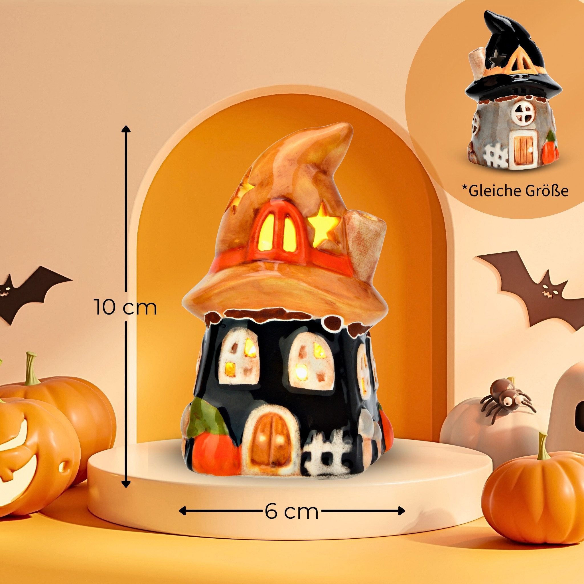 matches21 HOME & HOBBY Dekofigur LED Hexenhäuser Set aus Keramik, Halloween günstig online kaufen
