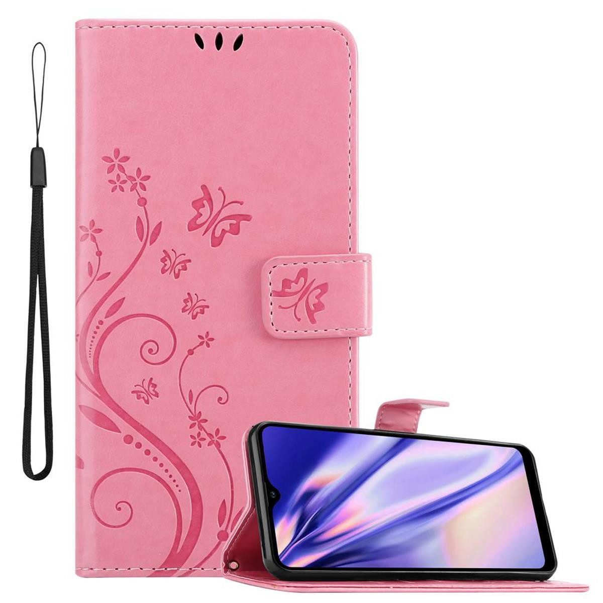 Cadorabo Handyhülle für Samsung Galaxy A21 Hülle Samsung Galaxy A21, Hülle Schutzhülle Blumen Flower mit Standfunktion Kartenfach Magnet