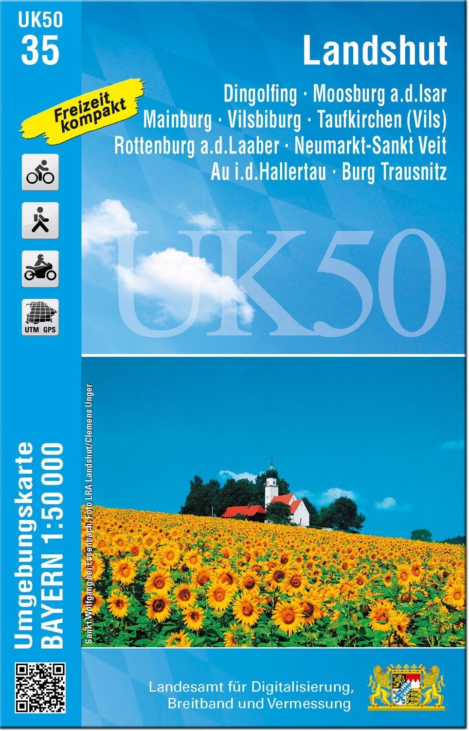 Reiseführer Landshut 1 : 50 000 (UK50-35) Freising, Dingolfing, Mainburg, Neumarkt Breitband und Vermessung, Bayern Landesamt für Digitalisierung