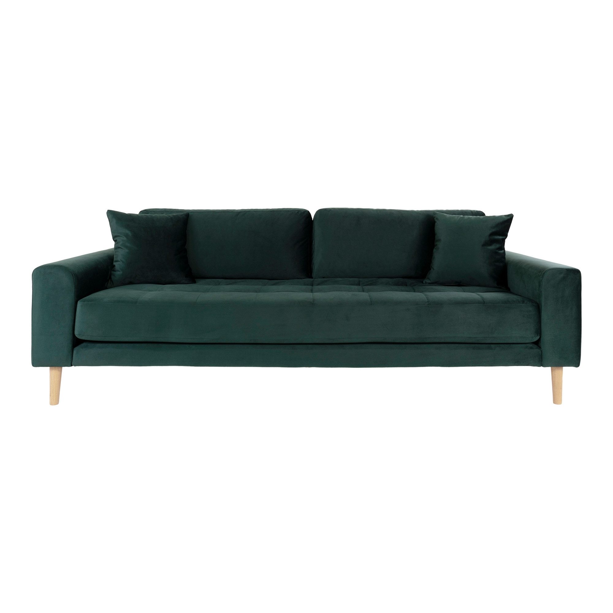 House Nordic 3-Sitzer in Grün, Velour - 210x76x93cm (BxHxT)