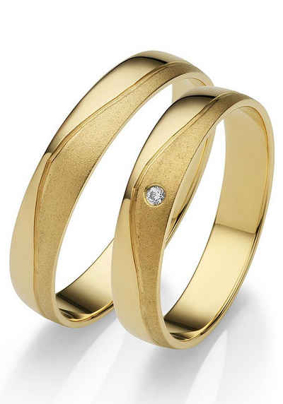 Firetti Trauring Schmuck Geschenk Gold 375 Hochzeit Ehering "LIEBE", Made in Germany, wahlweise mit oder ohne Brillant