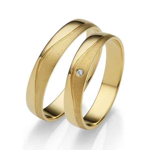 Firetti Trauring Schmuck Geschenk Gold 375 Hochzeit Ehering "LIEBE", Made in Germany, wahlweise mit oder ohne Brillant