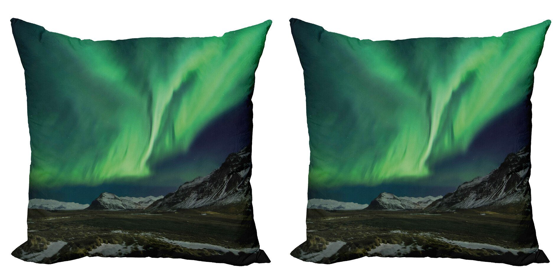 Polaris Berg Abakuhaus Digitaldruck, Stück), Accent (2 Doppelseitiger Kissenbezüge Grün Modern