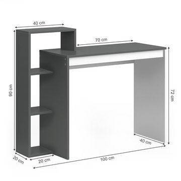 Vicco Schreibtisch Bürotisch Arbeitstisch PC-Tisch LEO Anthrazit Weiß