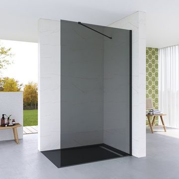AQUALAVOS Walk-in-Dusche Duschwand 100/120 cm Glas Duschabtrennung Walk-In Dusche Duschglaswand, 8mm Einscheibensicherheitsglas mit Nano Beschichtung, mit Verstellbereic, Höhe 200 cm, graues Glas