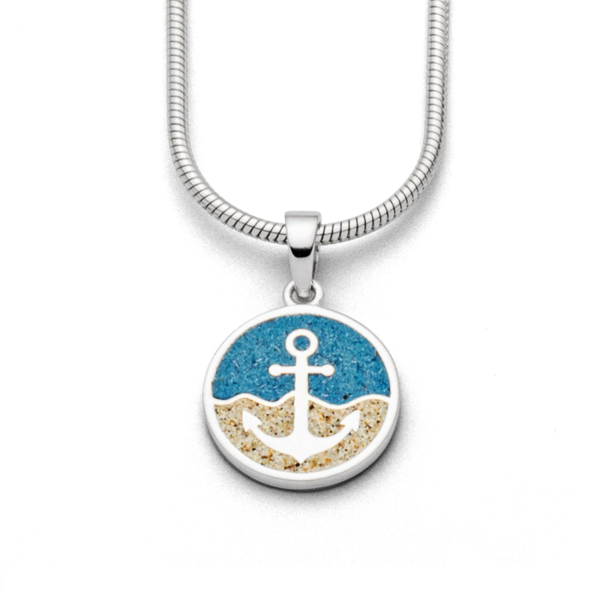 Kettenanhänger DUR Schmuck: Anhänger "Anker" mit Strandsand und Steinsand blau P3528