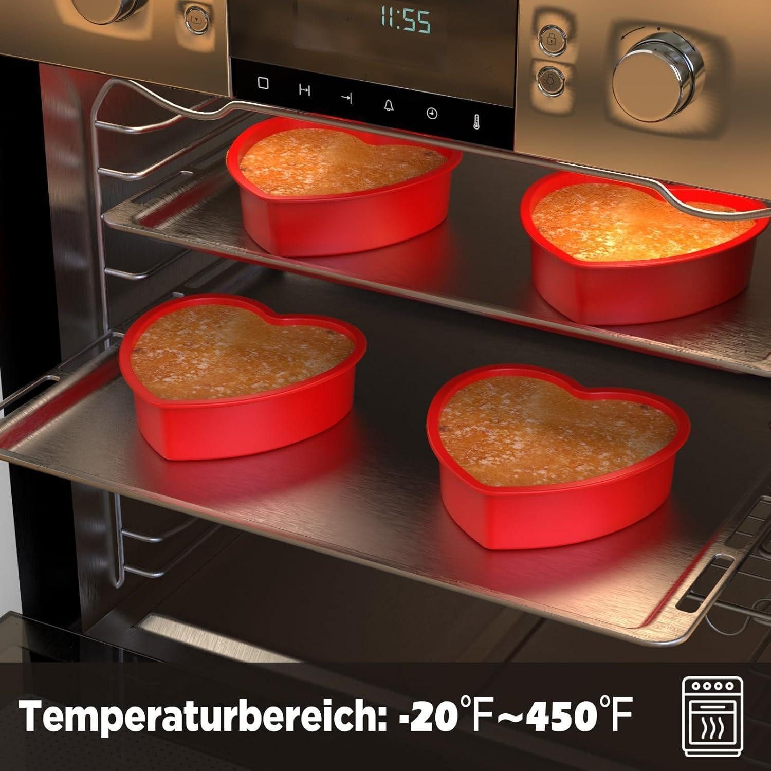 LuxusKollektion Herzkuchenform Backform Silikon Herz Kuchenform Antihaft 4 Stück 15cm Herzbackform x4