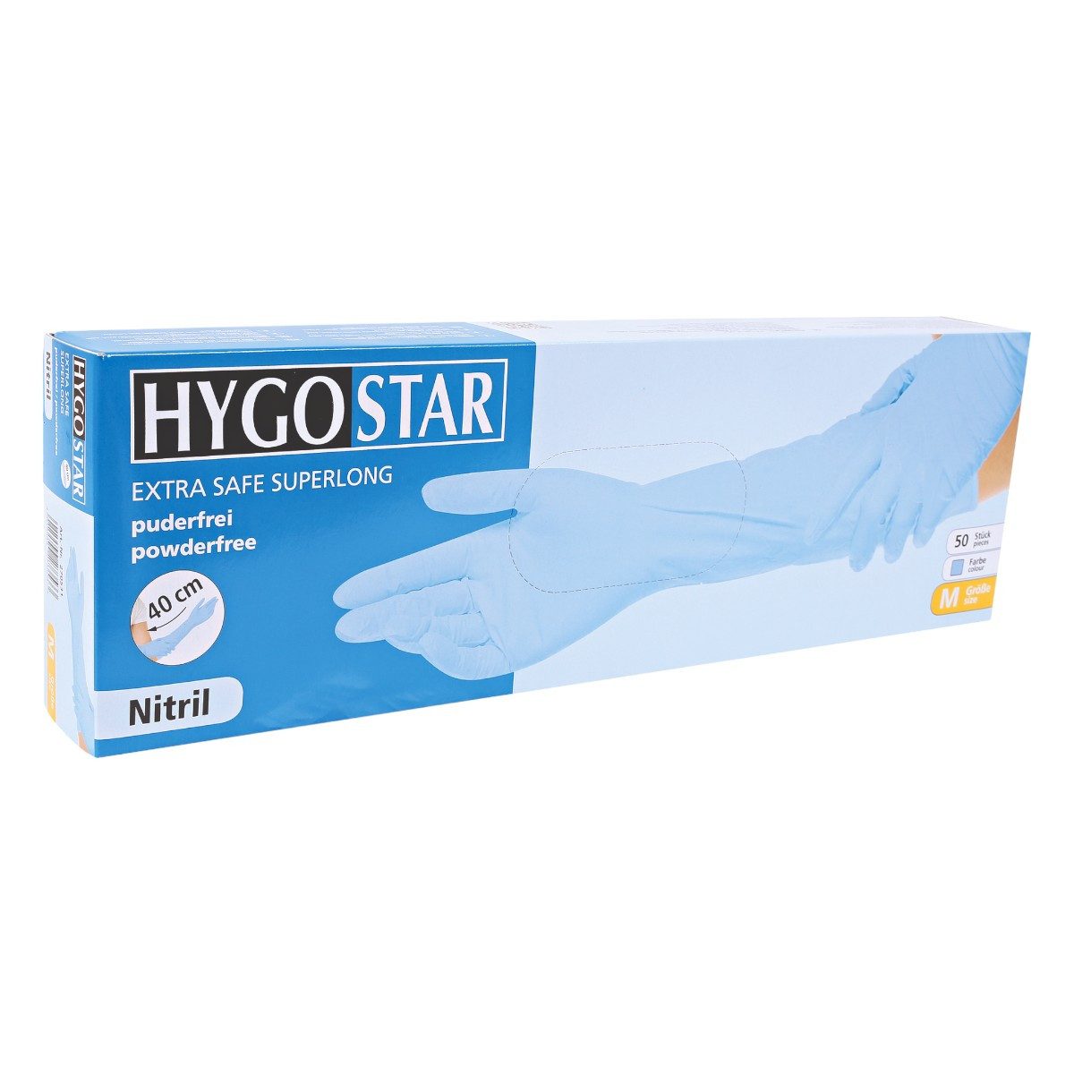 Franz Mensch Nitril-Handschuhe Hygostar "Extra Safe Superlong", Blau, 50 St günstig online kaufen