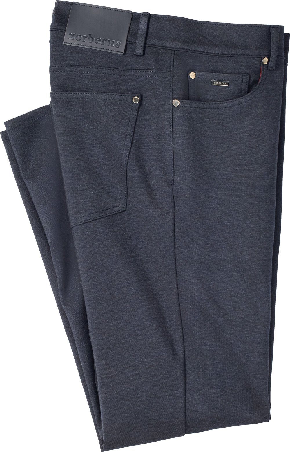 perfekte im marine Passform, melange 5-Pocket-Stil Zerberus lässigen Jerseyhose