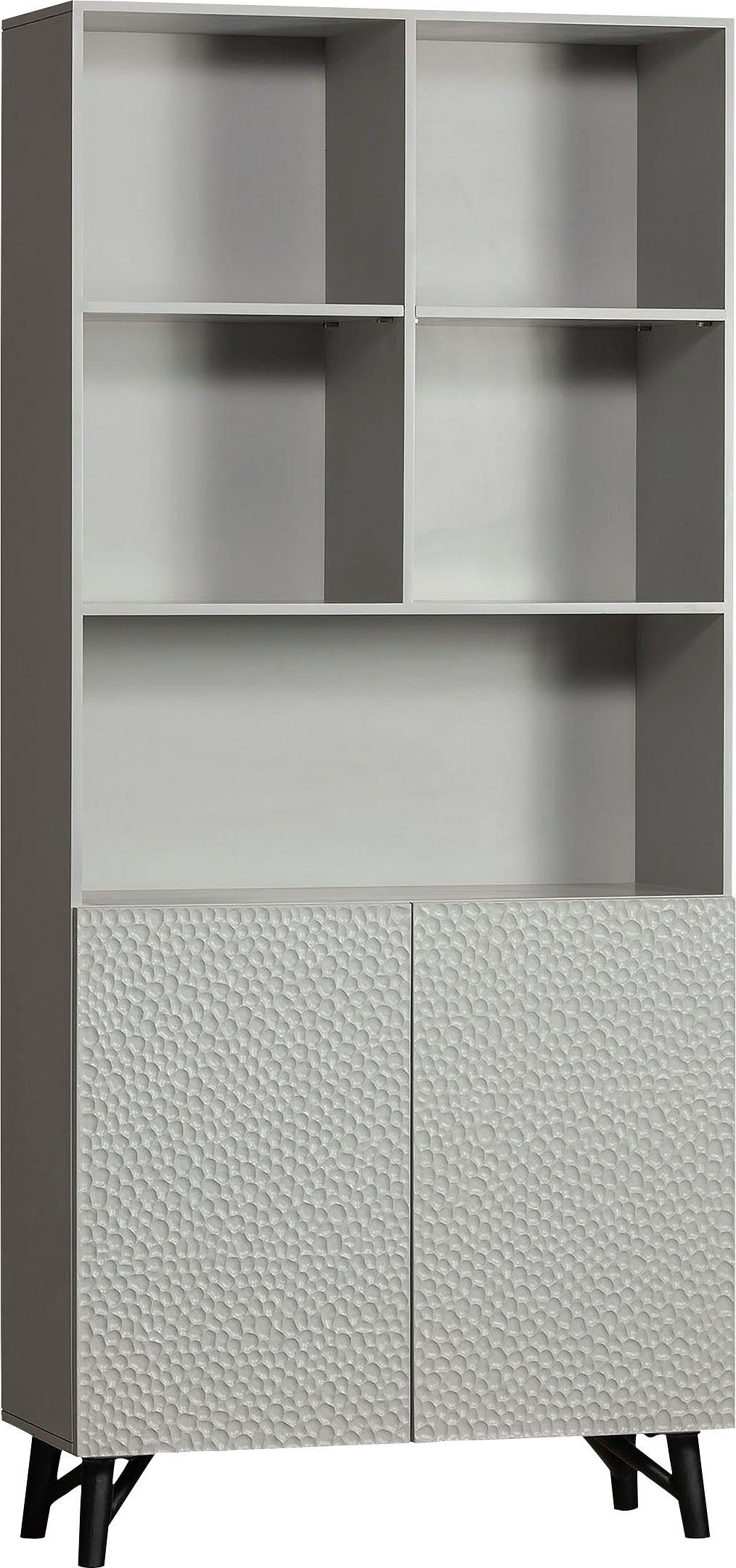 WOOOD Regal Carve Standregal mit 2 Türen, mit offenen Fächern, 2 Türen, H 200 cm x B 90 cm