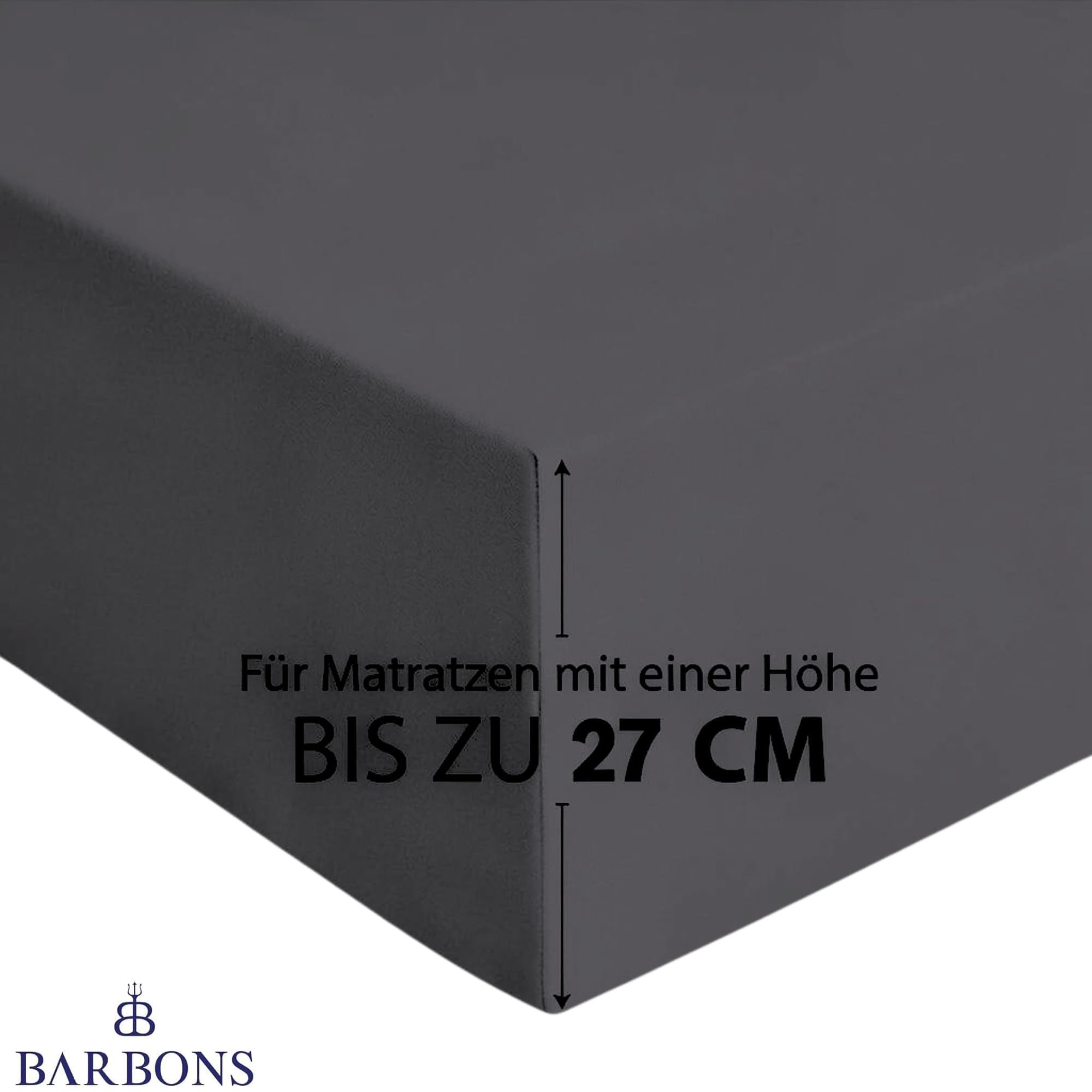 BARBONS Spannbettlaken Jersey Bettlaken, 145 g/m² Spannbetttuch, bis zu 25cm Höhe, Topper, Jersey aus 100% Baumwolle, Gummizug: rundum, (1 Stück), Rundumgummi,  – Bild 2 von 3