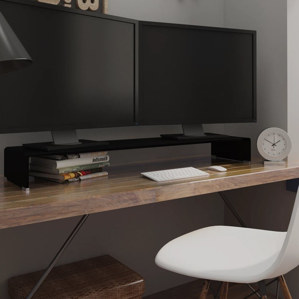 furnicato TV-Aufsatz TV-Tisch/Bildschirmerhöhung Glas Schwarz 120x30x13 günstig online kaufen