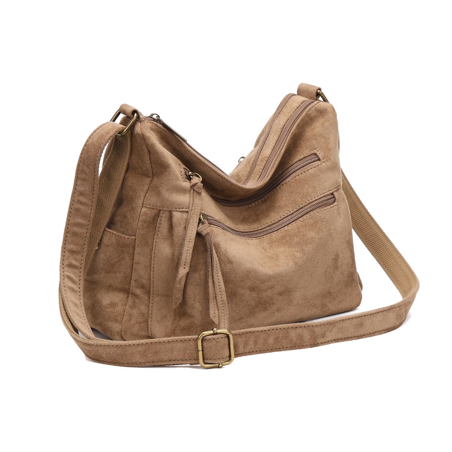 ITALYSHOP24 Schultertasche Damen Tasche Shopper Crossbody, als Handtasche, Umhängetasche, Hobo Bag tragbar