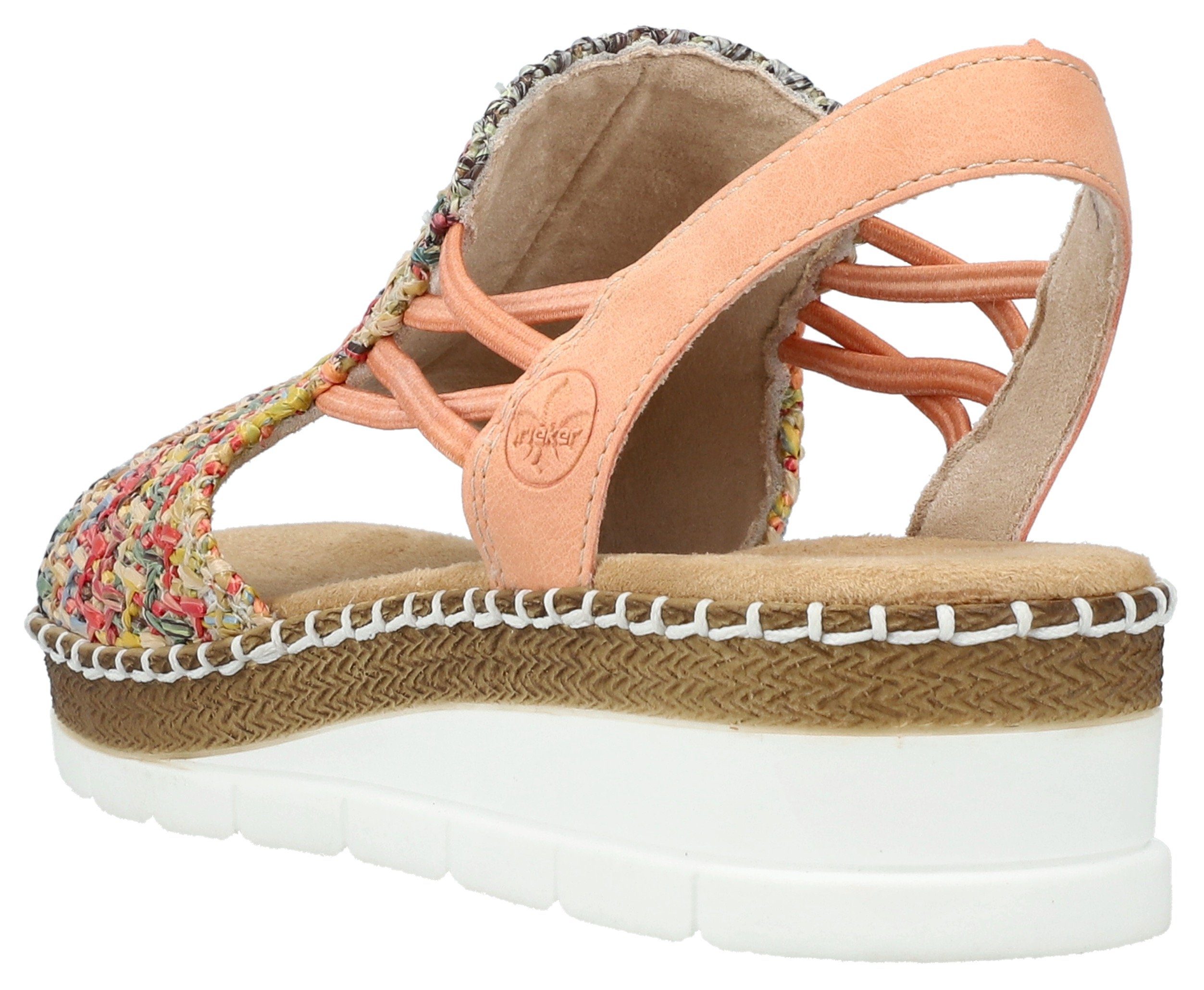 Rieker Sandale Sommerschuh, Sandalette, Keilabsatz, in modischer Flechtopti günstig online kaufen