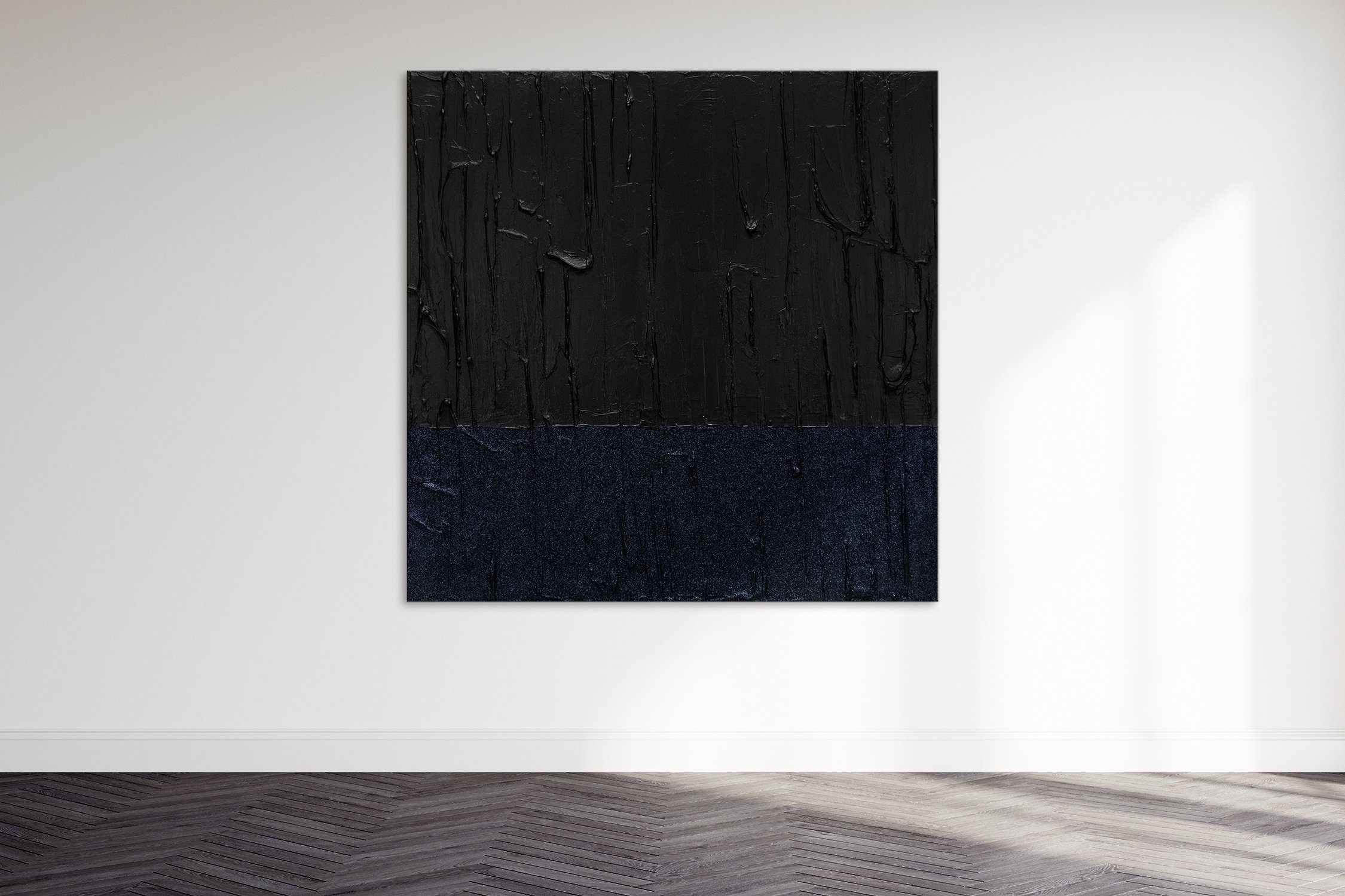 YS-Art Gemälde Dunkles Leinwand auf Abstraktes Handgemalt Schwarz Ton Abstraktion, Samt, Ton Bild in