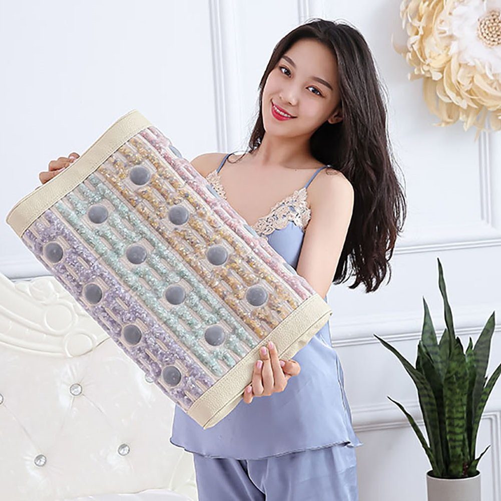 pb Energy Mat Gesundheitskissen Kristallkissen Negativ Ionen mit Amethyst Edelsteinen 16 Biansteine, Füllung: Strapazierfähiges Leder & PP Mesh, Bezug: Nasa Memory Schaum mit Edelsteinen, Rückenschläfer, Seitenschläfer, B-förmige Kissen, 100% natürliche Edelsteine, Negativ Ionen, Schumann-Resonanz, natürliche heiße Natursteine, bequemen Schlaf, Entspannung, Halswirbel Gesundheit, Stress lindern