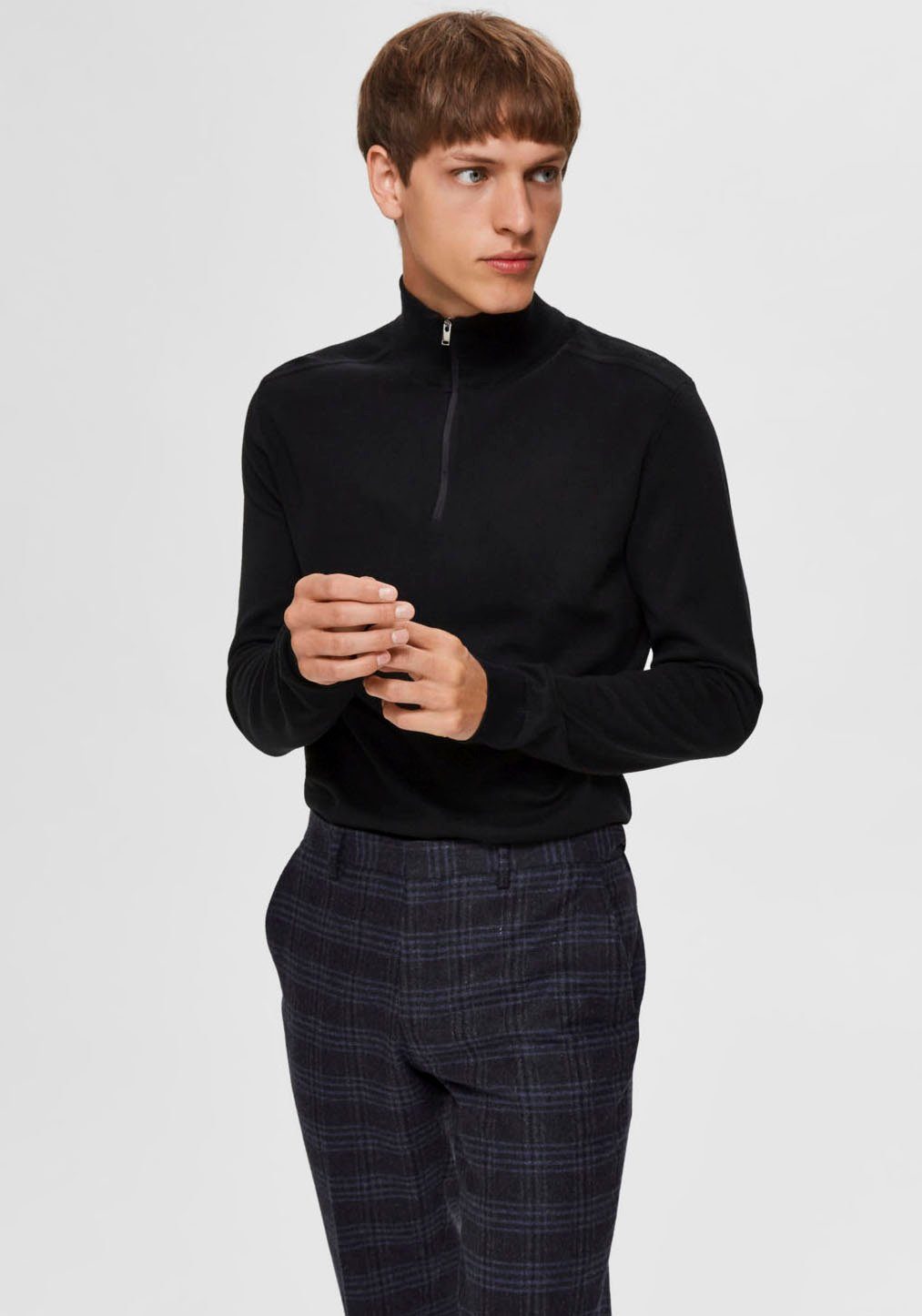 Selected Troyer SLHBERG HALF ZIP CARDIGAN NOOS Baumwolle, regular fit günstig online kaufen