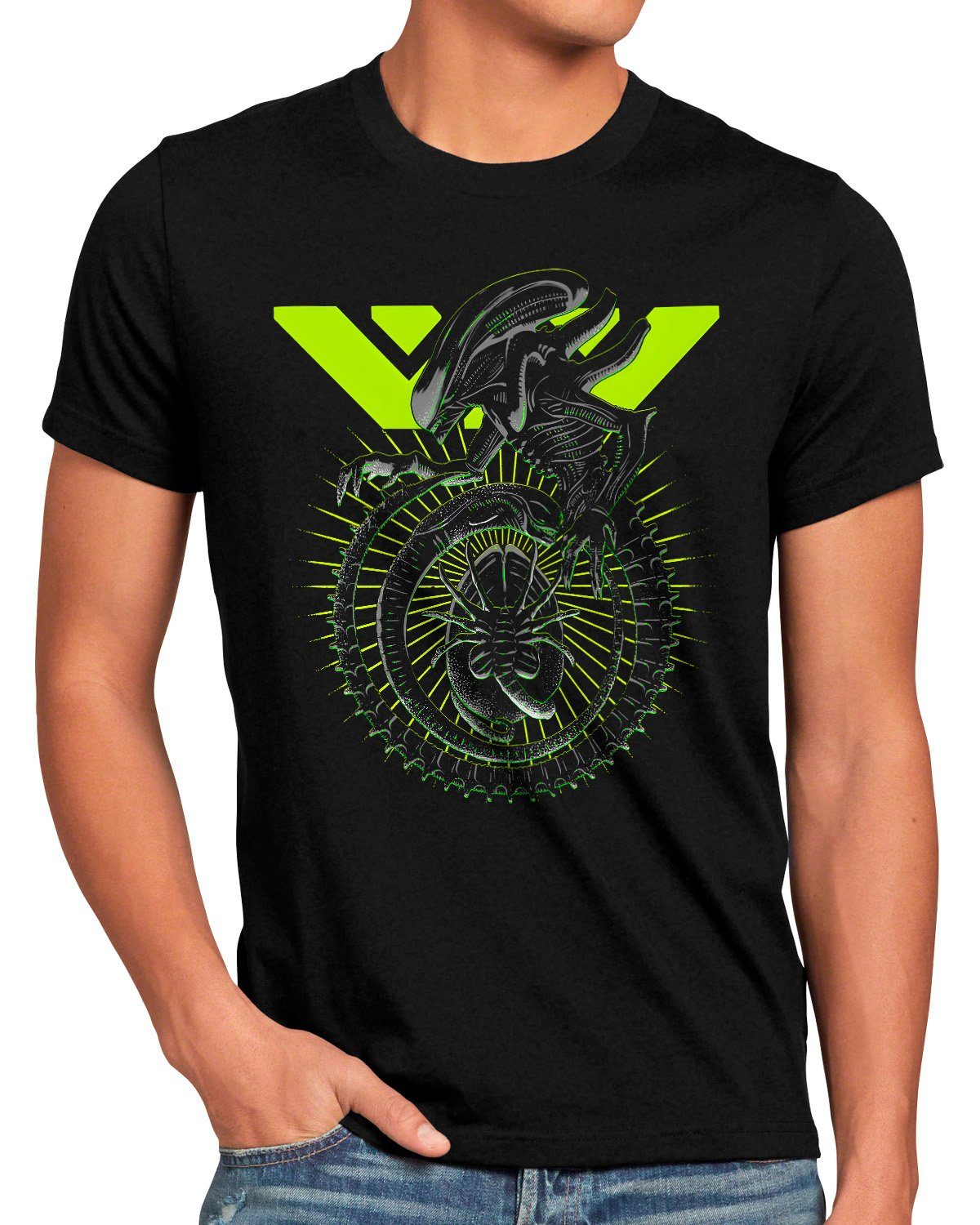 style3 Print-Shirt Herren T-Shirt Xeno Progress xenomorph alien ridley scott predator