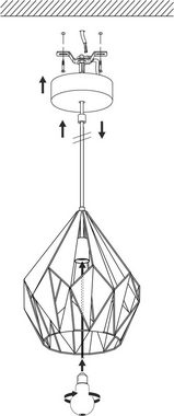 EGLO Pendelleuchte CARLTON 1, ohne Leuchtmittel, Hängeleuchte, Hängelampe