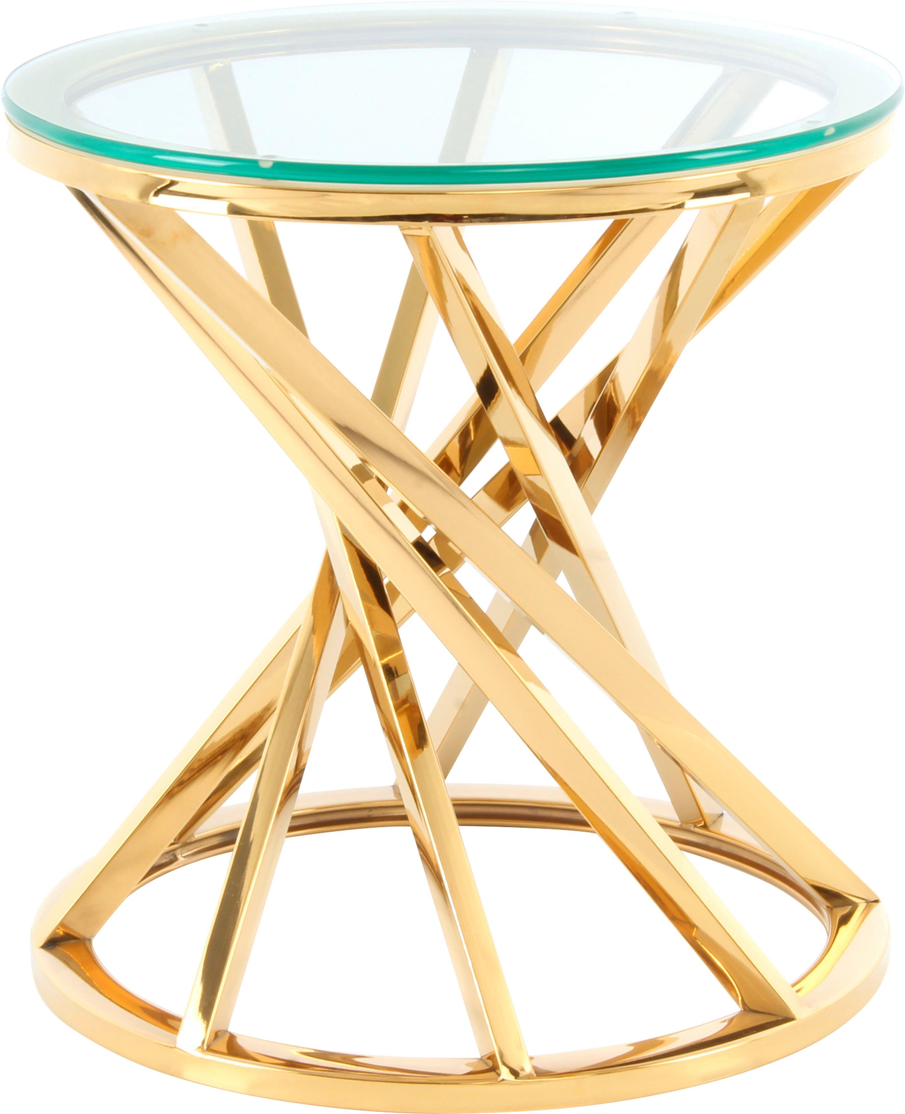 Kayoom Beistelltisch Beistelltisch Wesley 125, Glamouröses Design, hochwertige Verarbeitung, Hingucker-Gestell klar | gold | klar