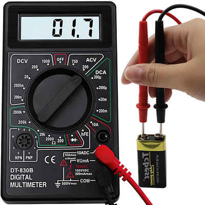 Retoo Spannungsprüfer Digital Multimeter Messgerät AC DC Strommesser Strom Voltmeter, (Digitales Multimeter, Messleitungen, Gebrauchsanweisung, Box), Spannungsmessung von DC und AC, Widerstandsmessung